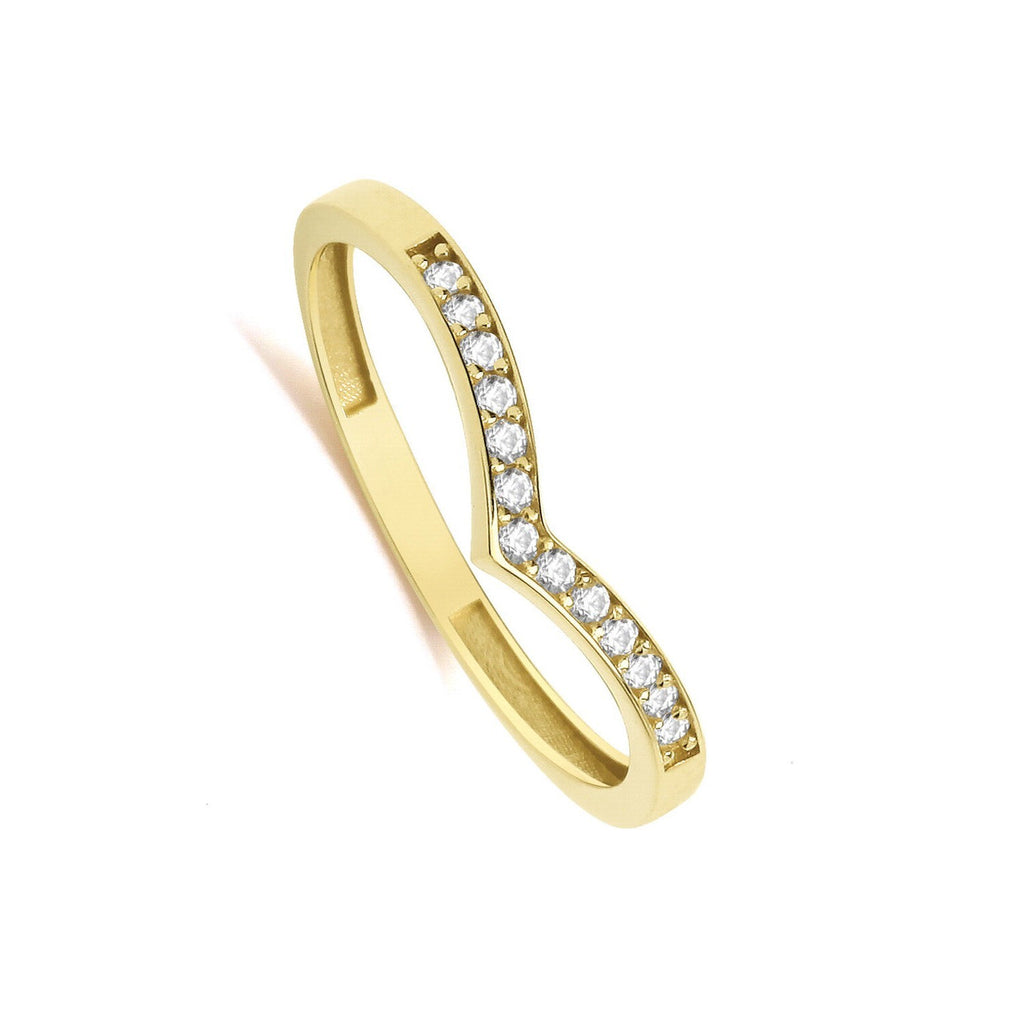 9ct Yellow Gold Wishbone Ring Hallmarked Sizes J - T British Made