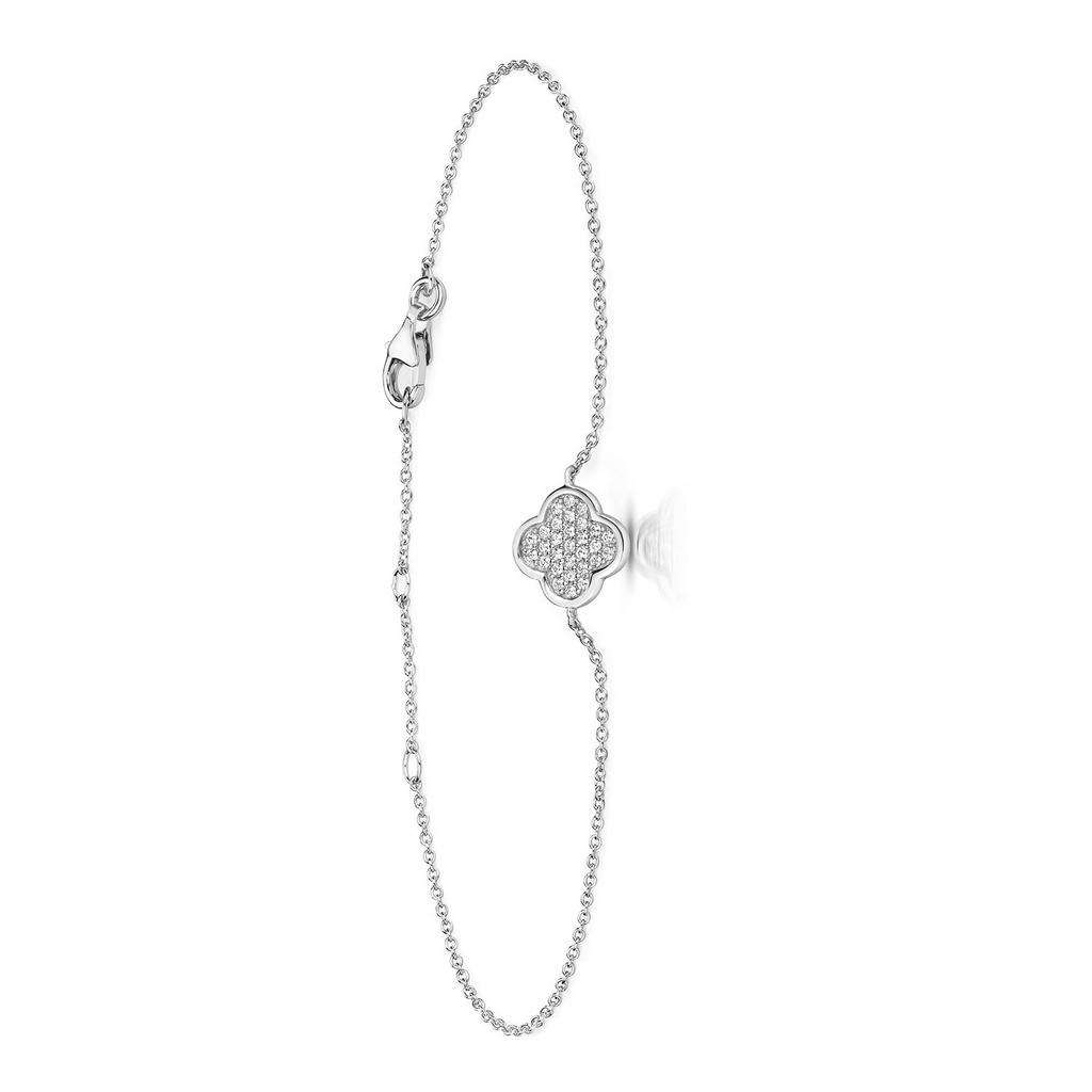 Pavé Quatrefoil Bracelet Sterling Silver 925 Hallmarked Brand New Boxed