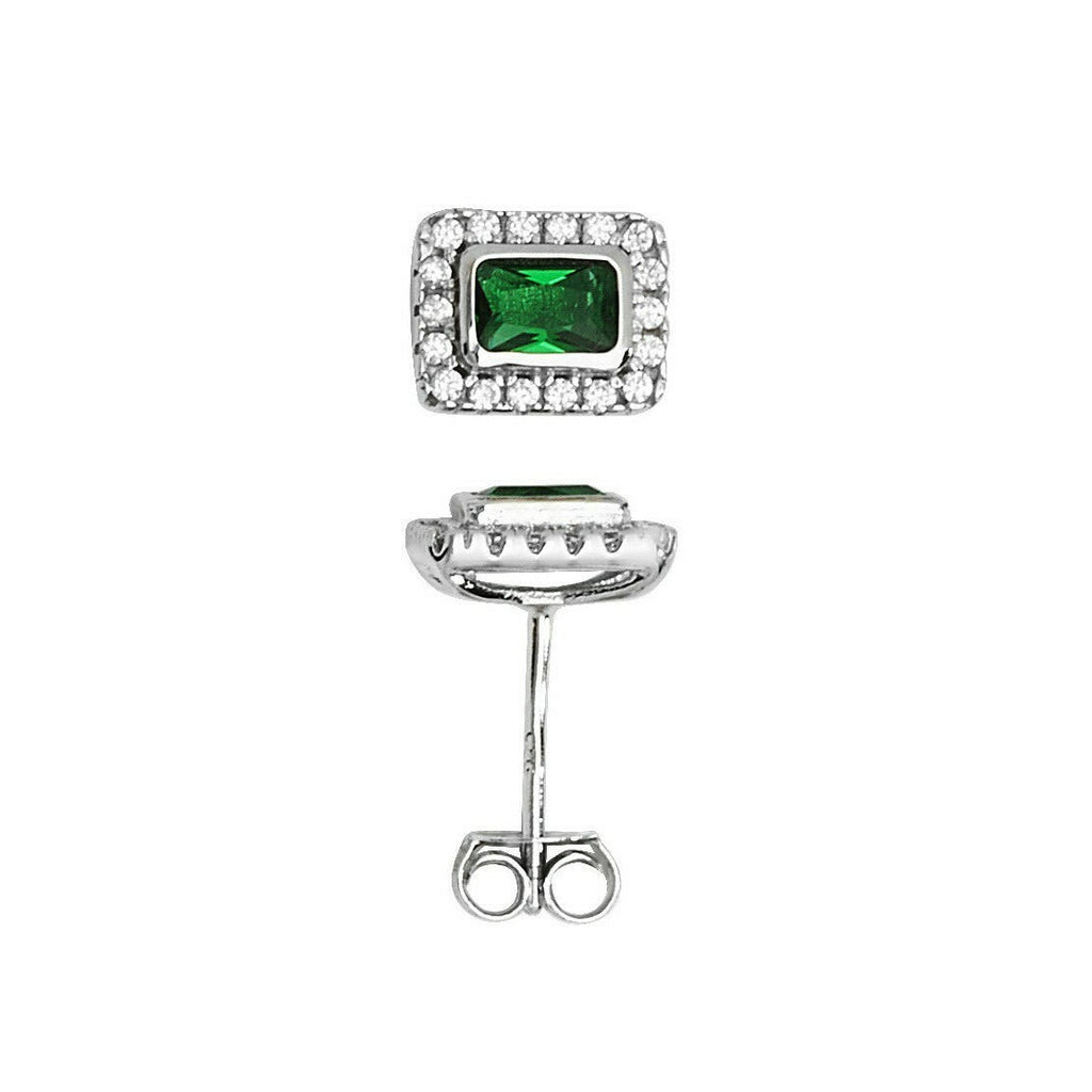 Emerald Gemstone Earrings Solid Sterling Silver 925 Hallmark Brand New Boxed