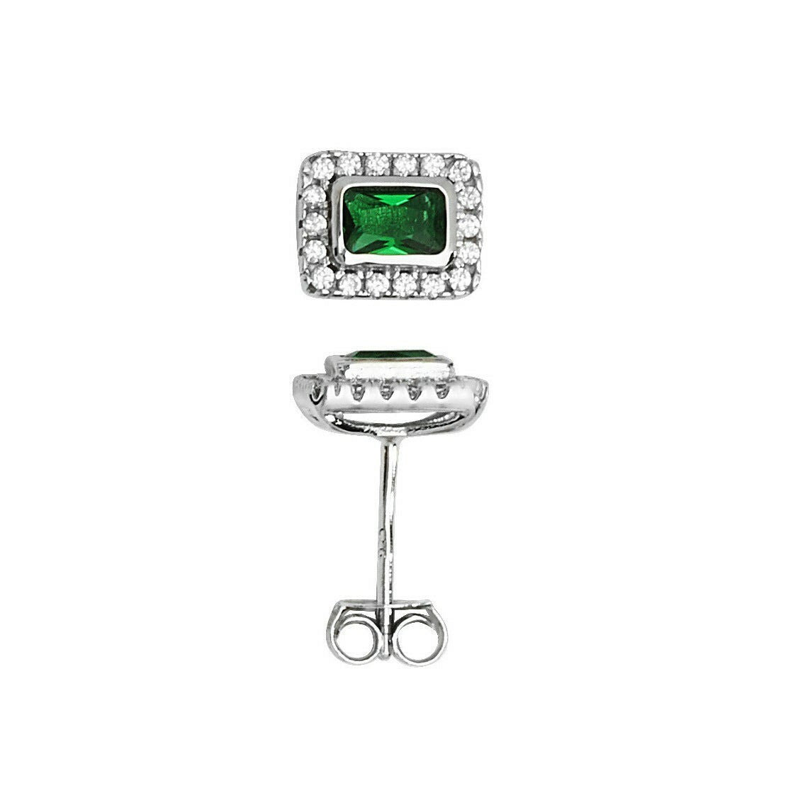 Emerald Gemstone Earrings Solid Sterling Silver 925 Hallmark Brand New Boxed