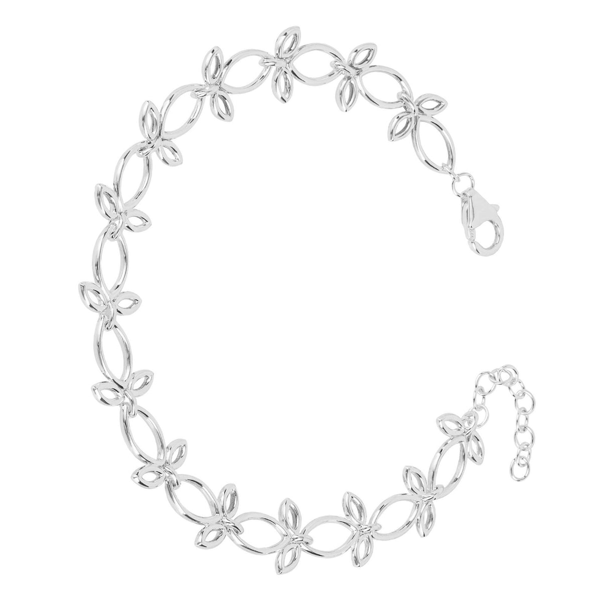 Leaf Trio Chain Bracelet Sterling Silver 925 Hallmarked Brand New Boxed