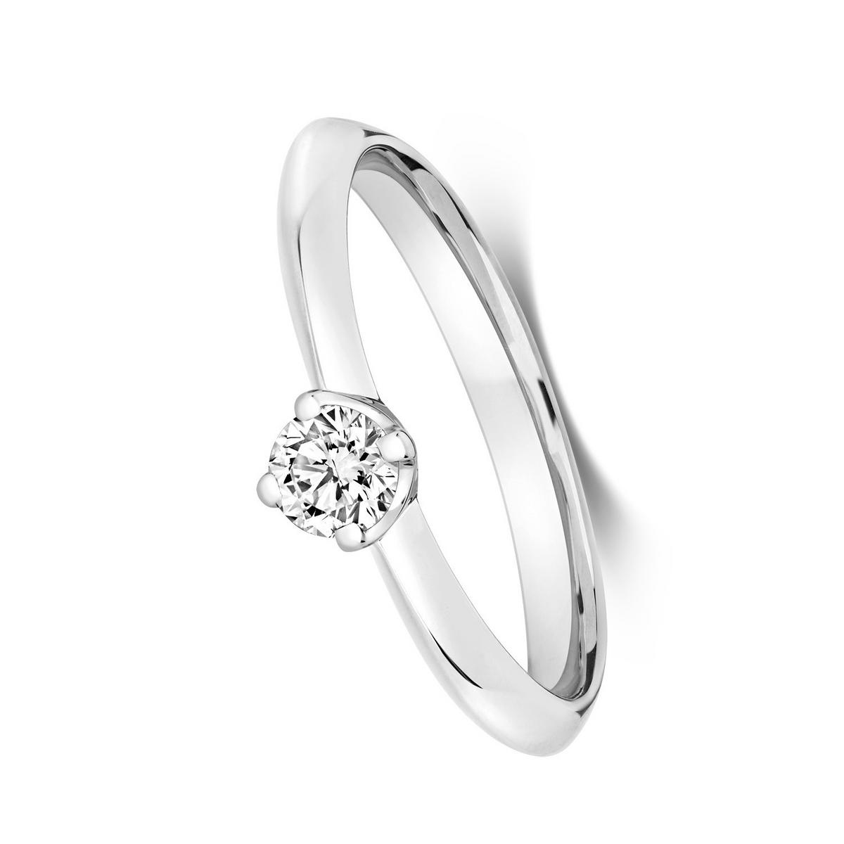 Solitaire Natural Diamond Ring 18ct White Gold Hallmarked Sizes J - N