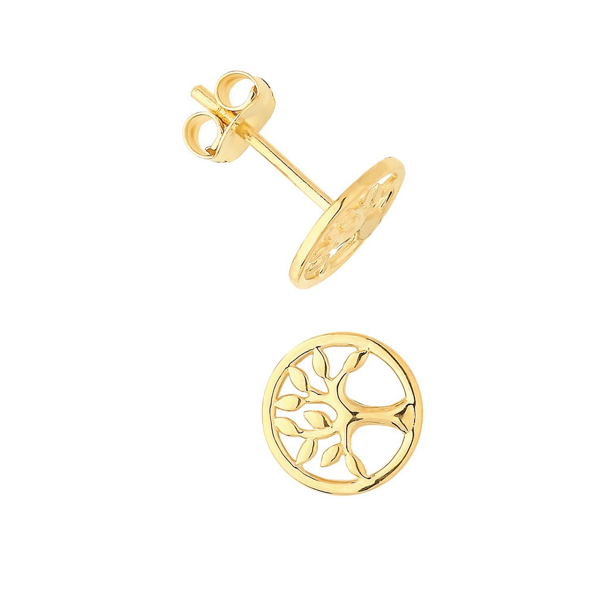Tree Of Life Stud Earrings 9ct Yellow Gold 375 Hallmarked Brand New Boxed