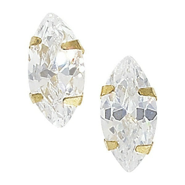 Marquise Solitaire Stud Earrings Solid 9ct Yellow Gold Studs