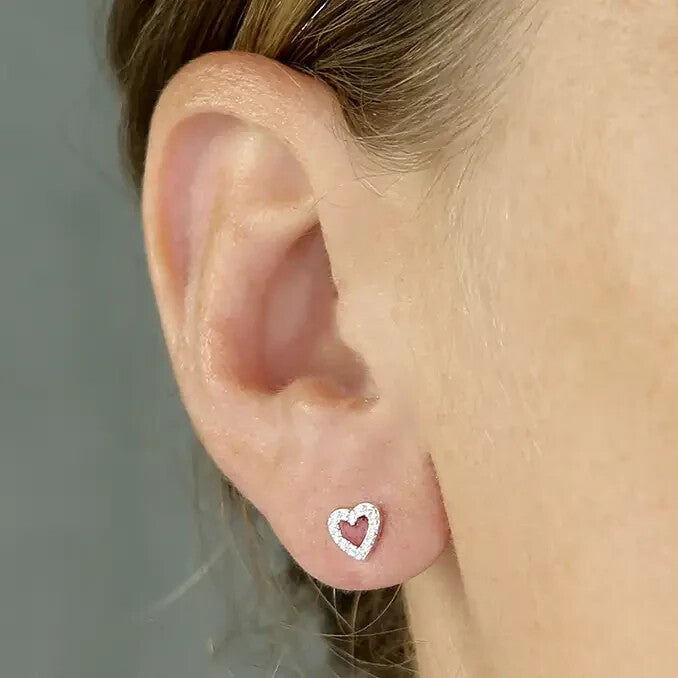 Heart Stud Earrings Sterling Silver 925 Hallmarked British Made Brand New Boxed