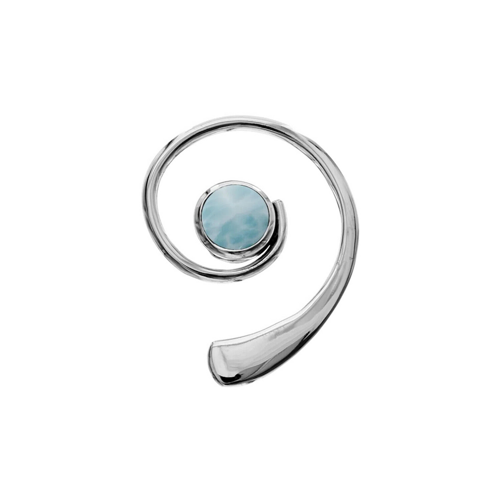 Solitaire Swirl Larimar Pendant Sterling Silver 925 Hallmark All Chain Lengths