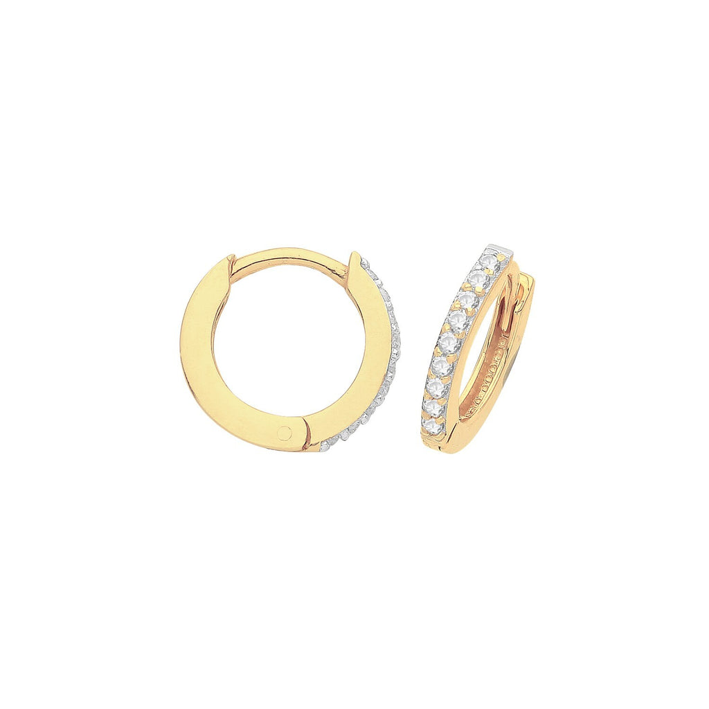 Mens 9 Stone Huggie Hoop Earring 9ct Yellow Gold 375 Hallmarked Brand New Boxed