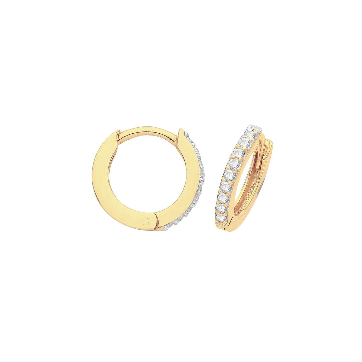 Mens 9 Stone Huggie Hoop Earring 9ct Yellow Gold 375 Hallmarked Brand New Boxed