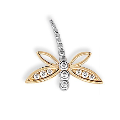 Dragonfly 9ct 2 Tone Gold Pendant 375 Hallmark British Made All Chain Lengths