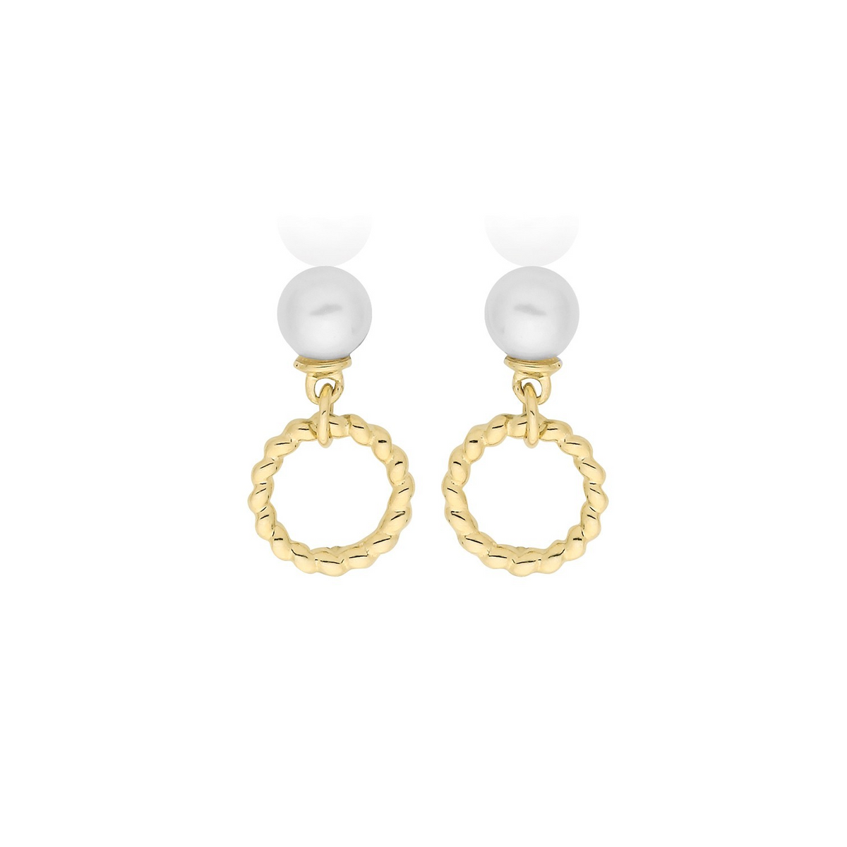 Natural Pearl Ribbon Drop Earrings 9ct Yellow Gold 375 Hallmarked Brand New
