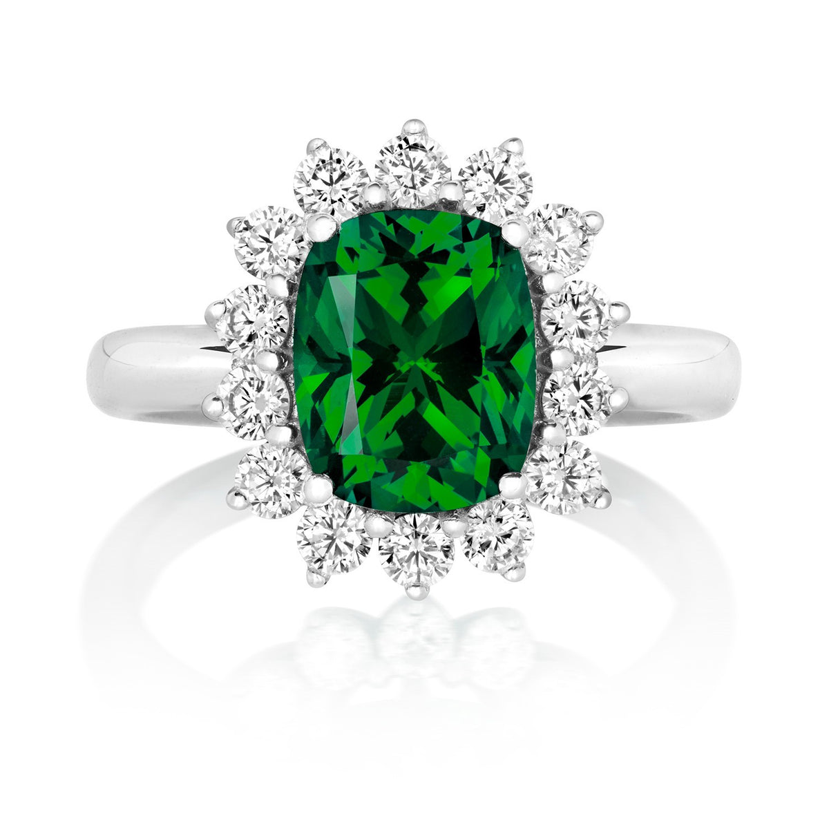 Rectangular Emerald Ring Sterling Silver 925 Hallmark Sizes I - P British Made