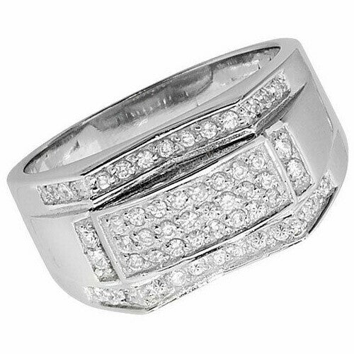 Men's Sterling Silver Mens Ring Trio Channel Engagement 925 Hallmark Sizes J - X