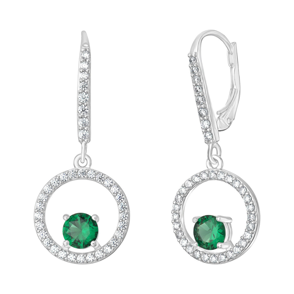 Natural Emerald Hoop Earrings Sterling Silver 925 Hallmarked British Made