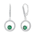 Natural Emerald Hoop Earrings Sterling Silver 925 Hallmarked British Made