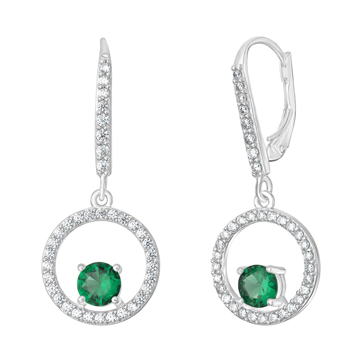 Natural Emerald Hoop Earrings Sterling Silver 925 Hallmarked British Made
