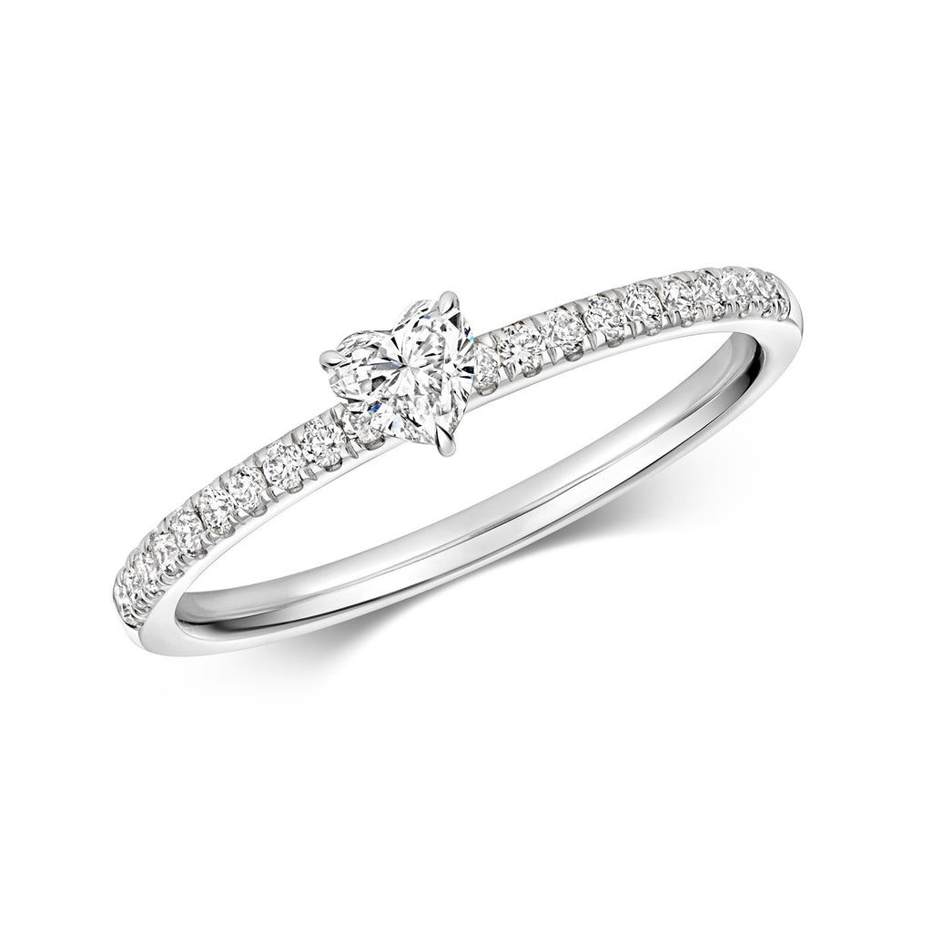 21 Natural Diamond Heart Ring 18ct White Gold Hallmarked Sizes K - N
