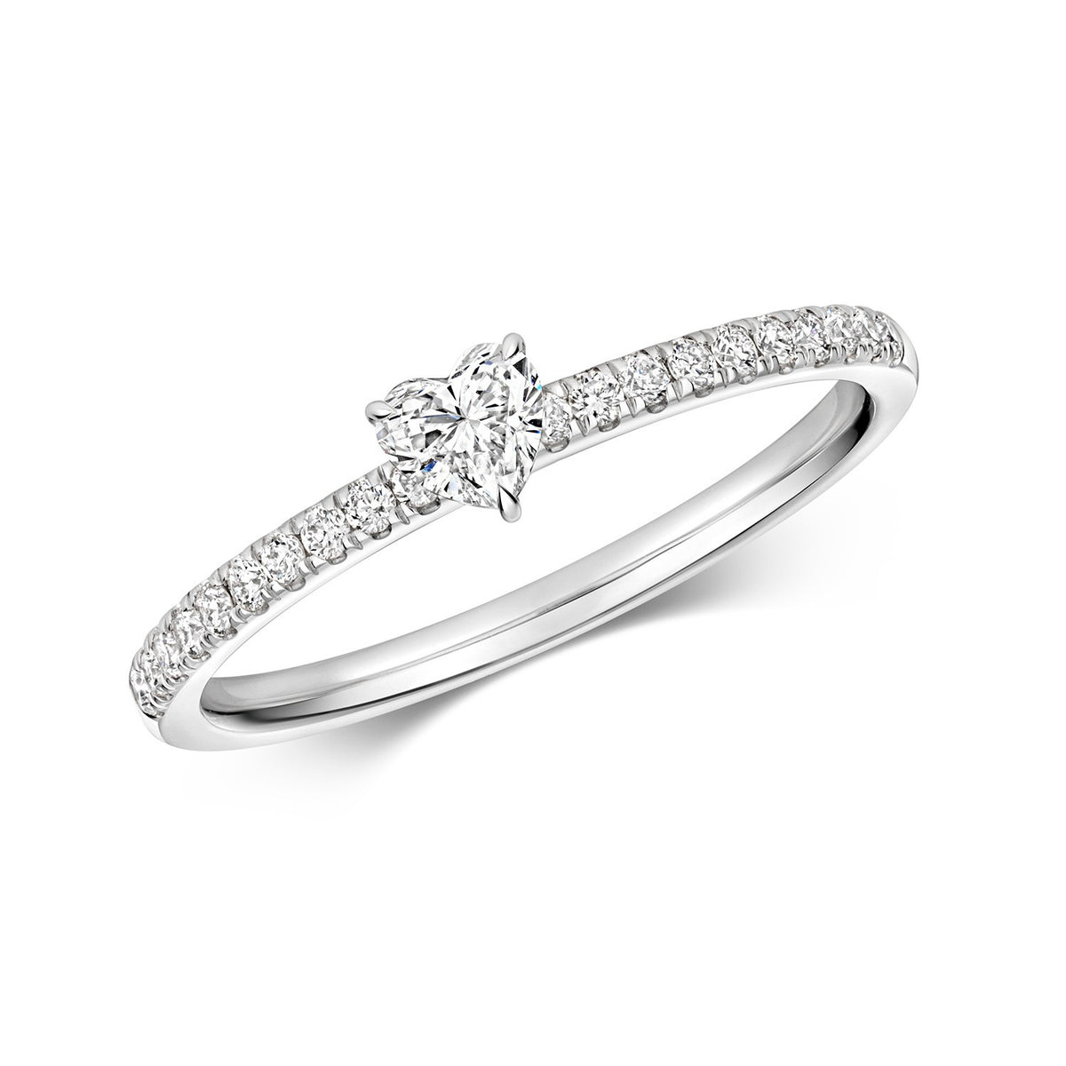 21 Natural Diamond Heart Ring 18ct White Gold Hallmarked Sizes K - N