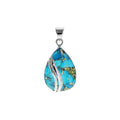Waved Teardrop Turquoise Pendant Sterling Silver 925 Hallmark All Chain Lengths