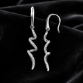 Stone-Set Wave Drop Earrings Sterling Silver 925 Hallmarked Brand New Boxed