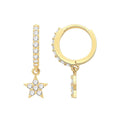 8mm Star Hoop Drop Earrings 9ct Yellow Gold 375 Hallmarked Brand New