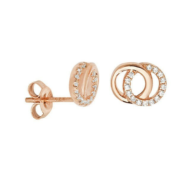 Rose Gold Gemstone Earrings Circle Sterling Silver 925 Hallmark Brand New Boxed