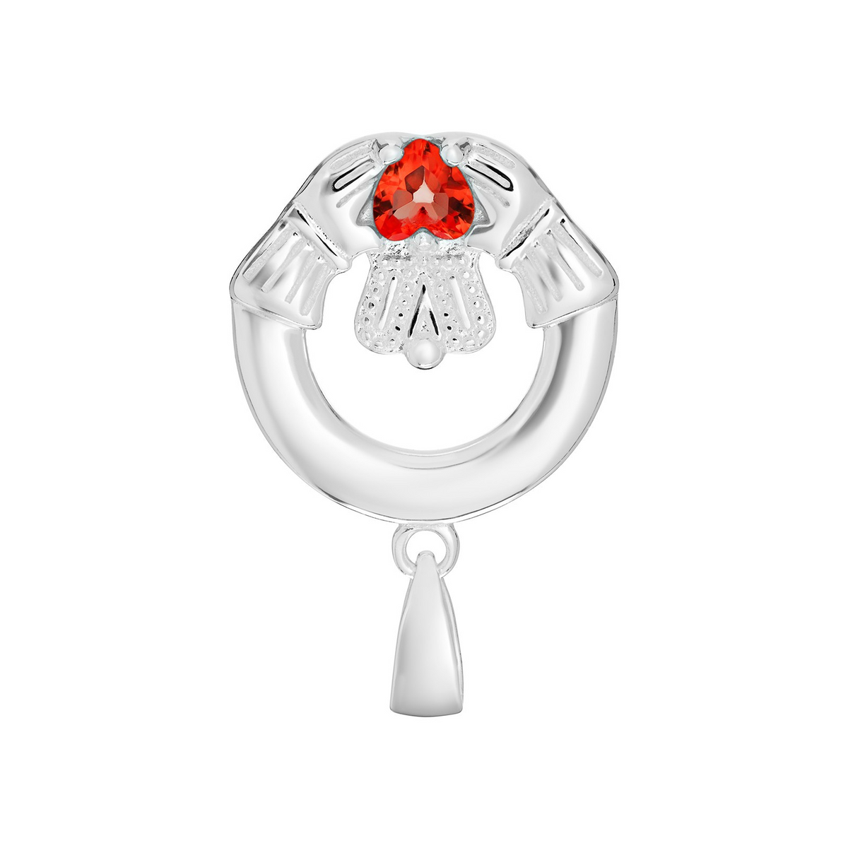 Ruby Claddagh Pendant Sterling Silver 925 Hallmarked All Chain Lengths