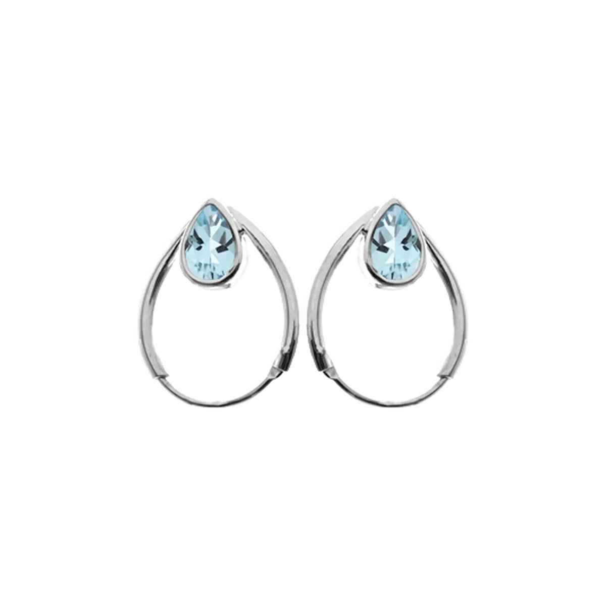 Teardrop Topaz Hoop Earrings Sterling Silver 925 Hallmarked Brand New Boxed