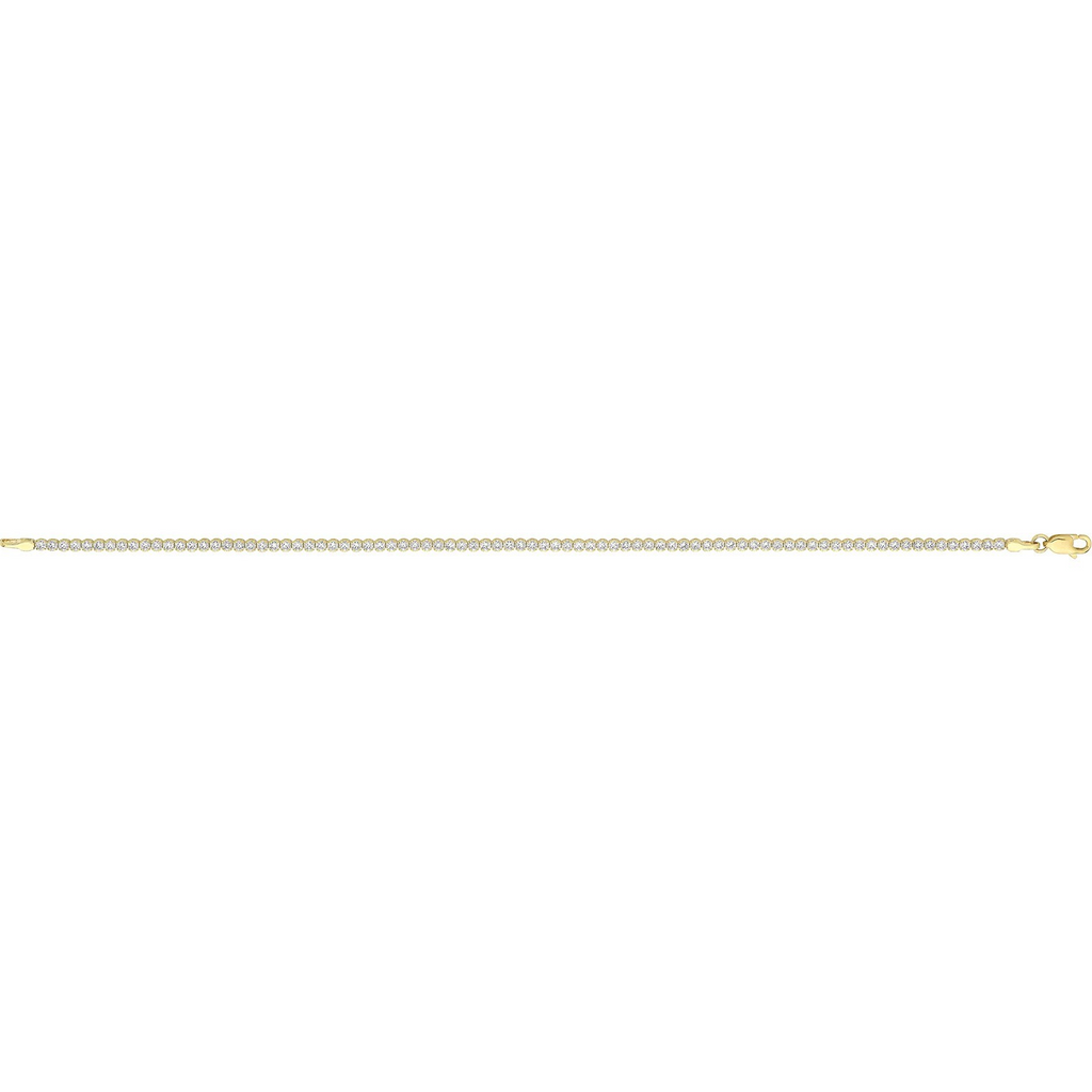 Classic Single Row Tennis Bracelet 9ct Yellow Gold 375 Hallmarked British Made