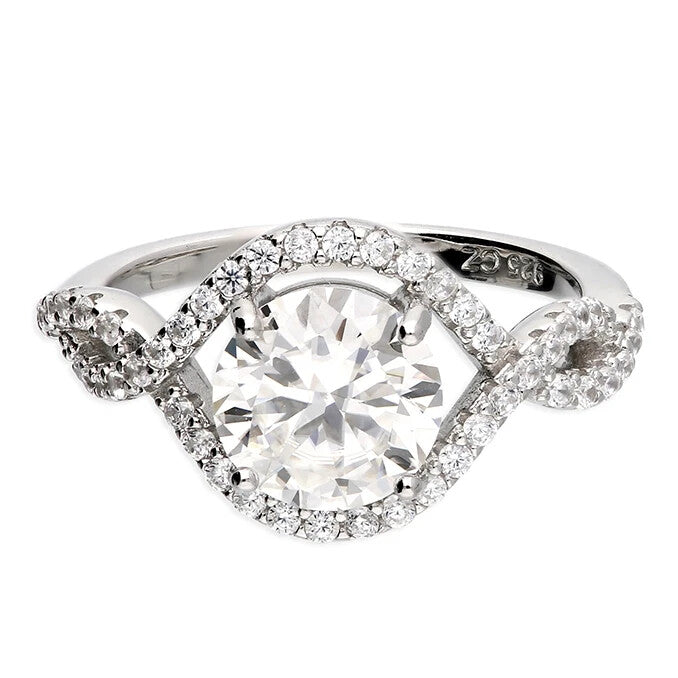 Open Twist Halo Ring Sterling Silver 925 Hallmarked British Made Size L - Q
