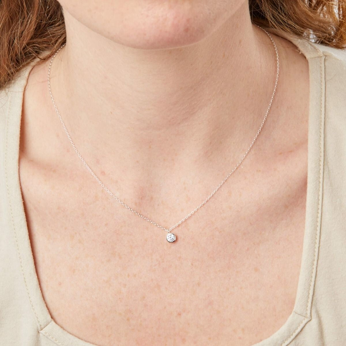 Flush Solitaire Zircon Necklace Sterling Silver 925 Hallmarked Brand New Boxed