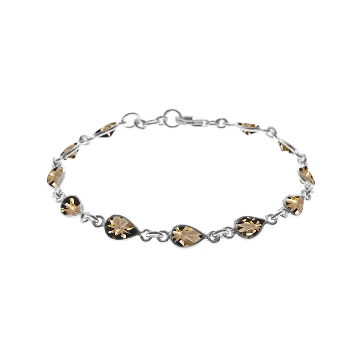 Teardrop Smoky Quartz Bracelet Sterling Silver 925 Hallmarked Brand New Boxed