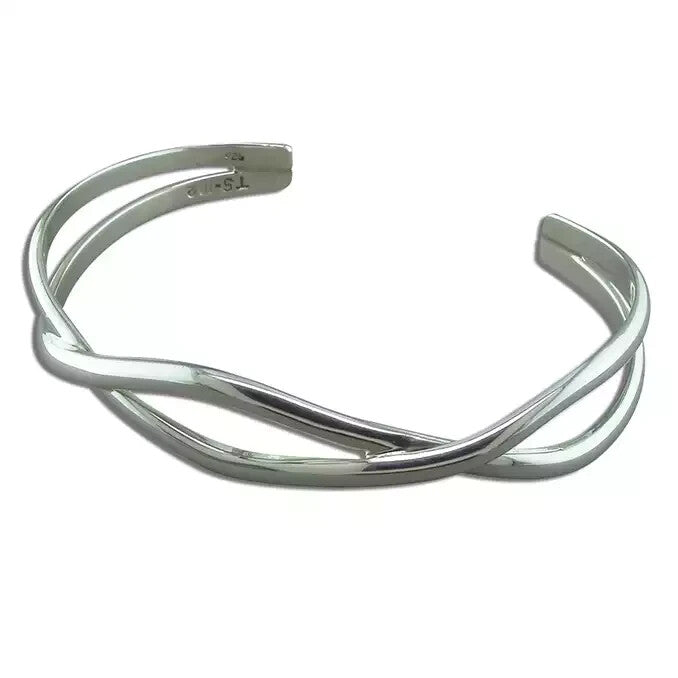 Interwoven Solid Bangle Sterling Silver 925 Hallmarked British Made Brand New