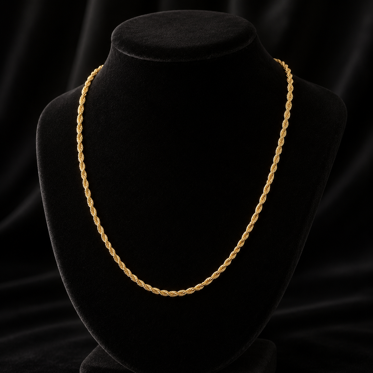 Yellow Gold Rope Chain British Made Fully Hallmarked 20" Weight 2.3g