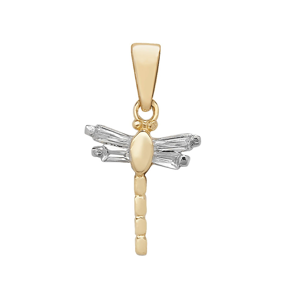 Dragonfly 9ct 2 Tone Gold Pendant 375 Hallmark British Made All Chain Lengths