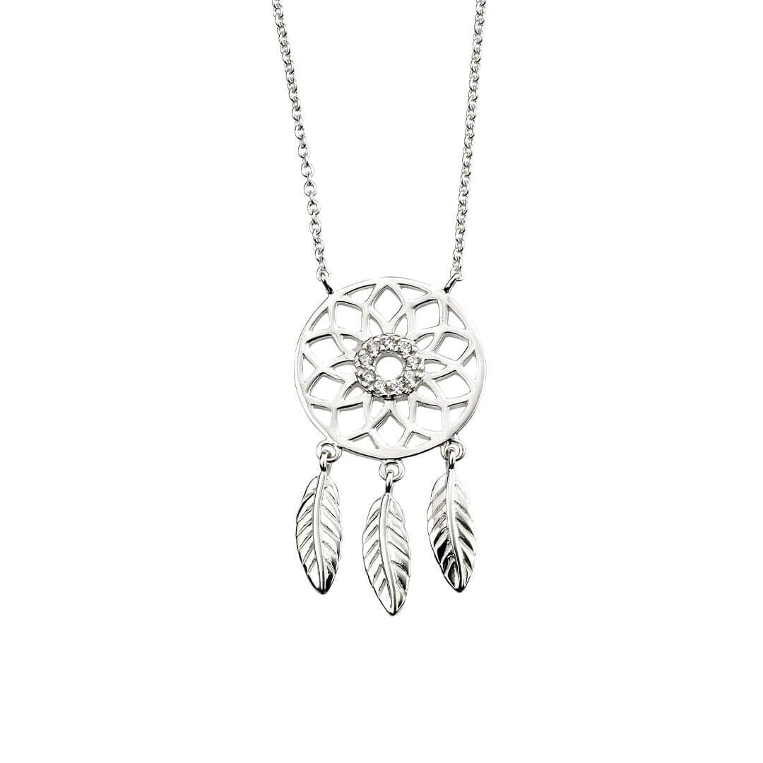 Dream Catcher Feather Necklace 925 Sterling Silver Hallmarked British Made