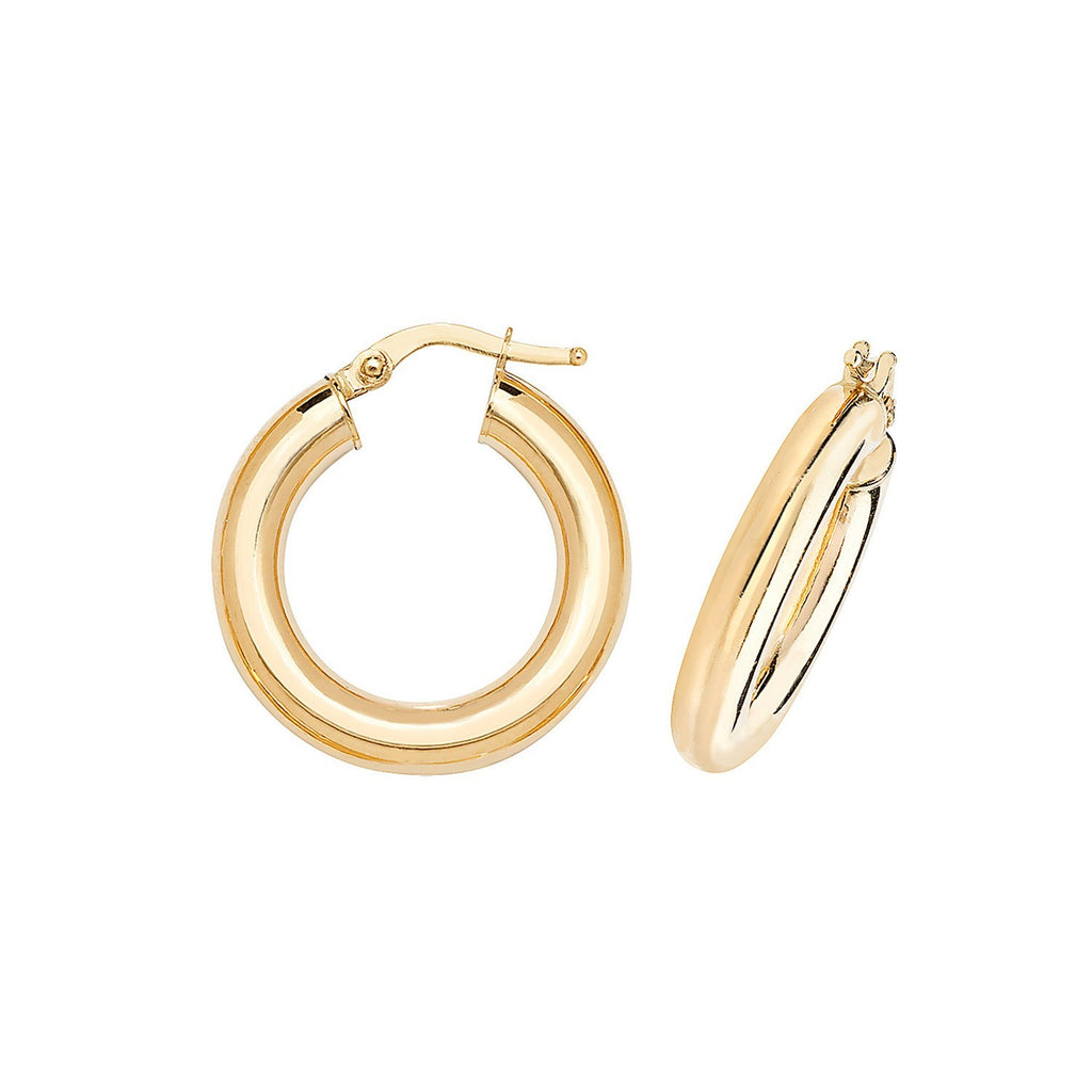 9ct Yellow Gold Tubed Hoop Earrings 375 Hallmarked 10mm - 60mm Diameter