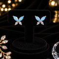Opal Butterfly Stud Earrings Sterling Silver 925 Hallmarked British Made