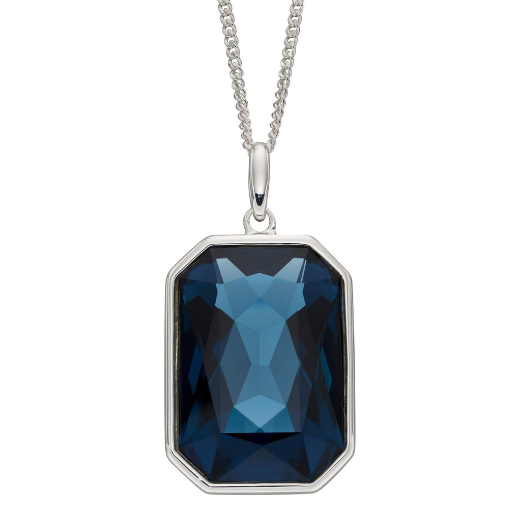 Sterling Silver Elongated Crystal Pendant 925 Hallmarked  All Chain Lengths