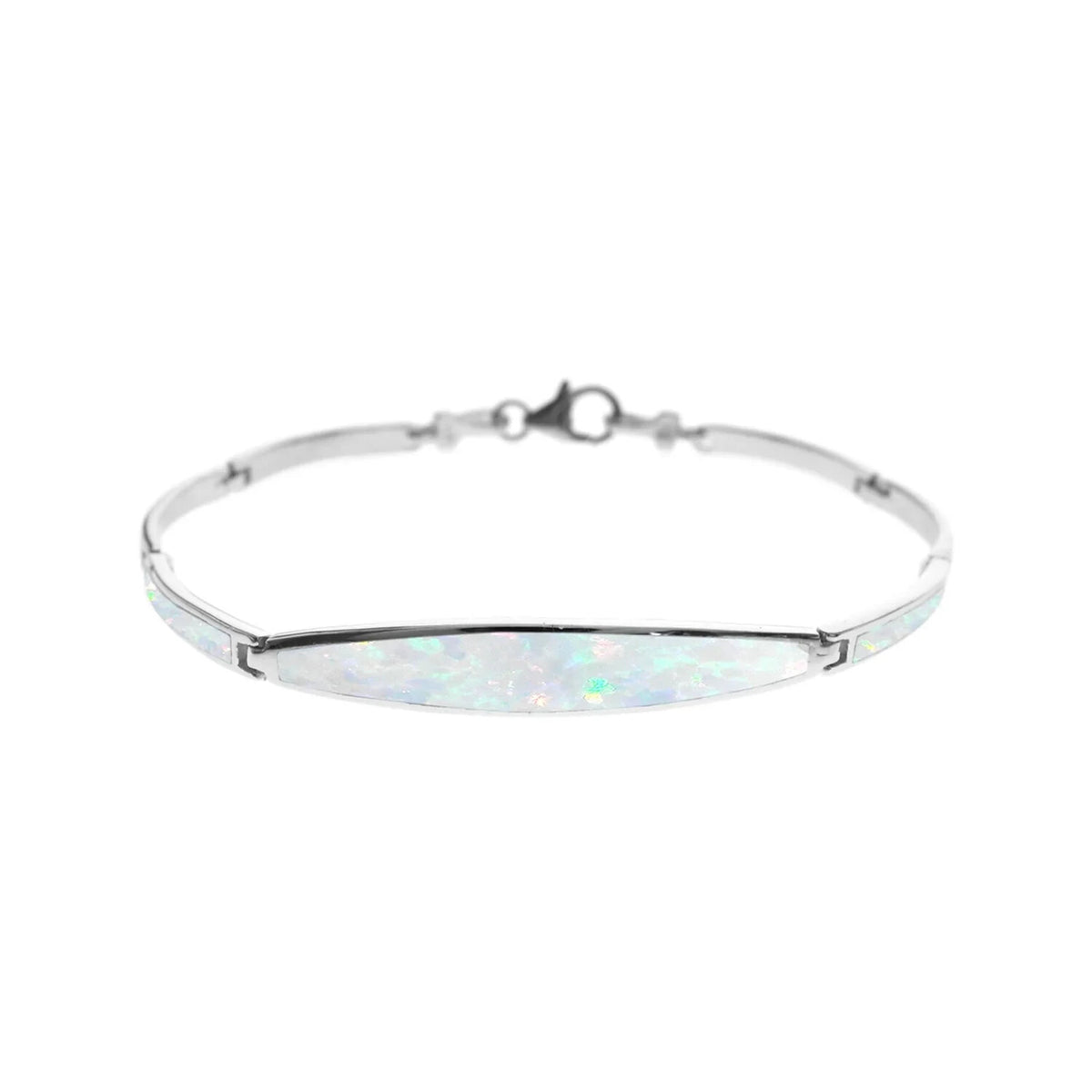 White Opal Marquise Bangle Sterling Silver 925 Hallmarked Brand New Boxed