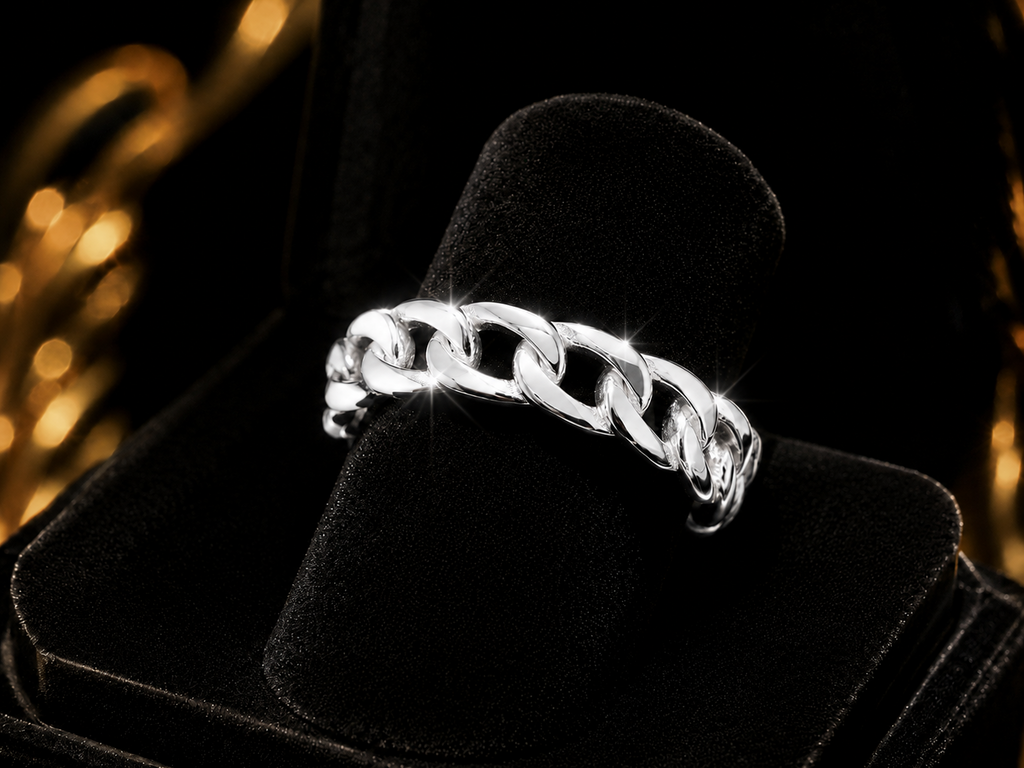Cuban Link Chain Ring Sterling Silver 925 Hallmarked British Made Size K - R