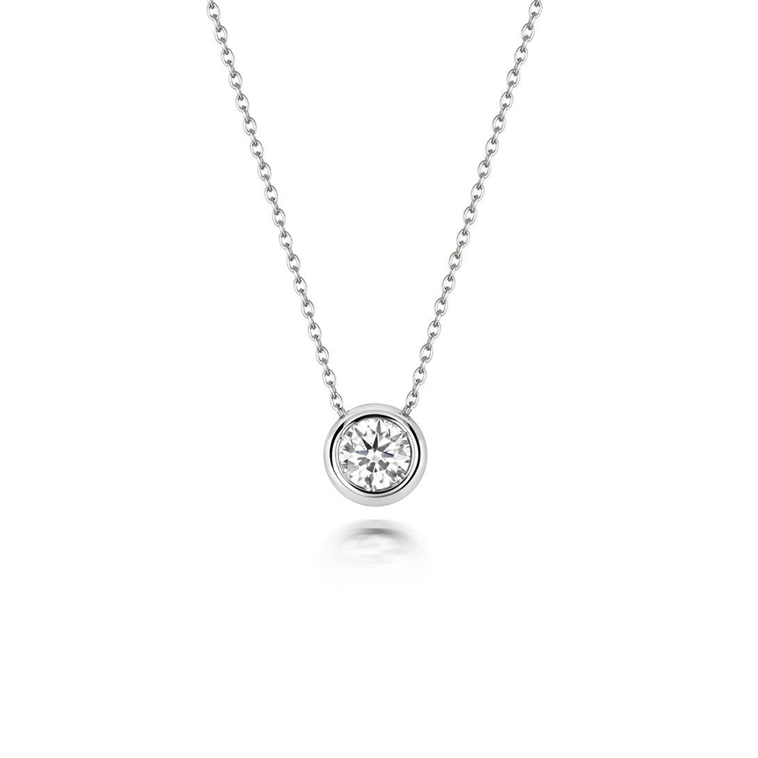1 Natural Diamond Flush Necklace 18ct White Gold Hallmarked British Made