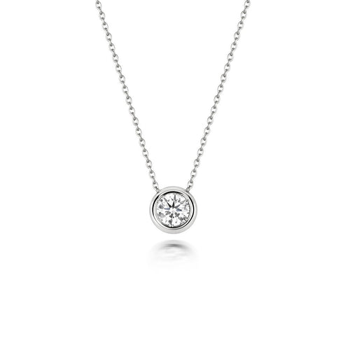 1 Natural Diamond Flush Necklace 18ct White Gold Hallmarked British Made