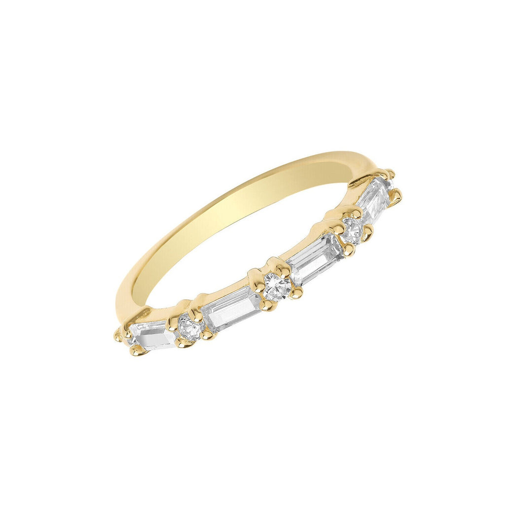 Baguette Half Eternity Ring 9ct Yellow Gold Hallmarked Sizes L - S  British Made