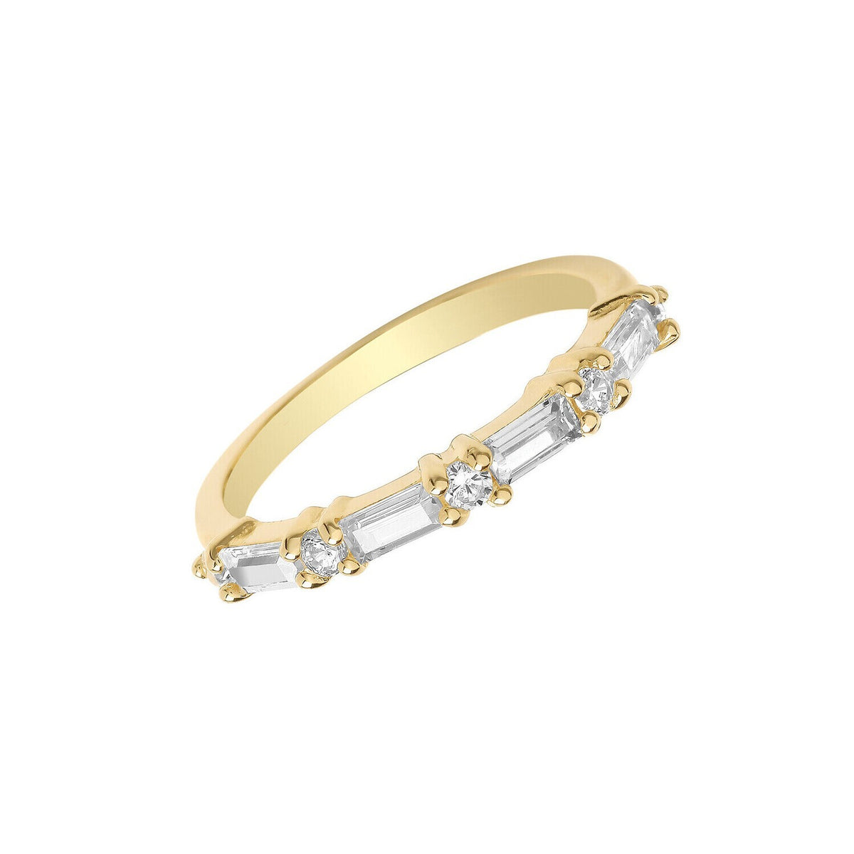 Baguette Half Eternity Ring 9ct Yellow Gold Hallmarked Sizes L - S  British Made