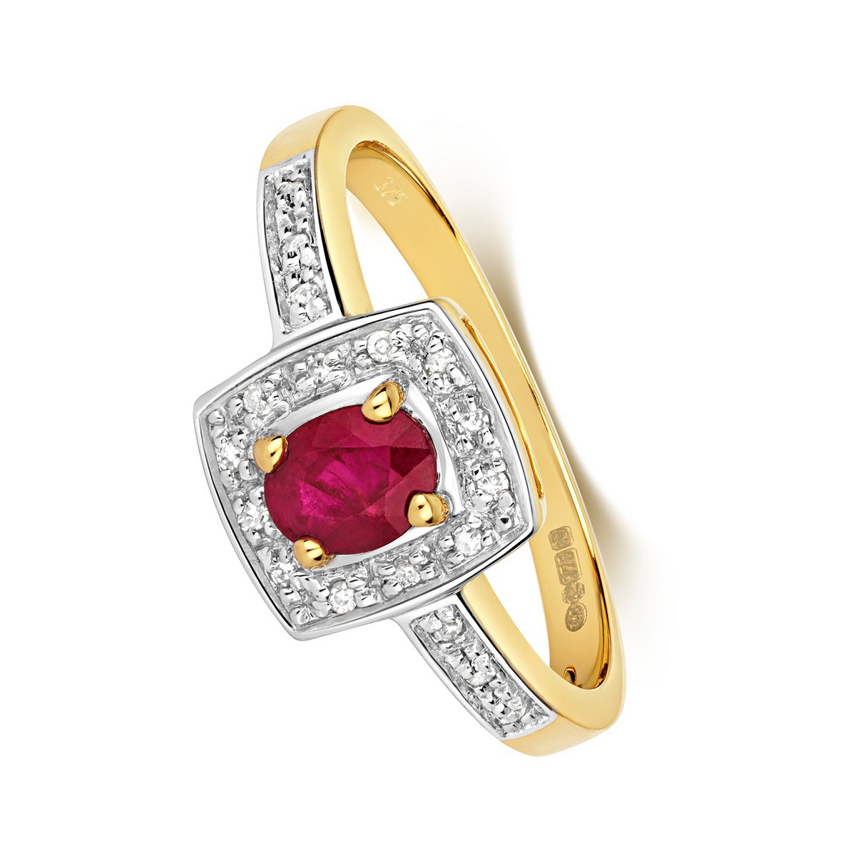 Oval Ruby Diamond Ring 9ct 2 Tone Gold 375 Hallmarked Sizes J - Q