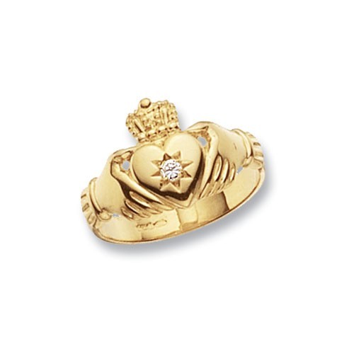Mens 9ct Yellow Gold Claddagh Ring 375 Hallmarked British Made Size Q - X