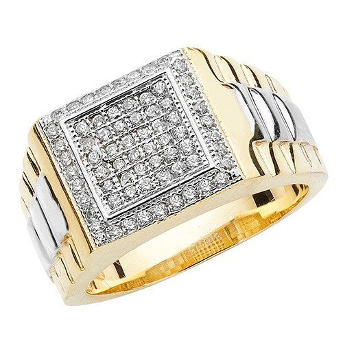 Men's Cluster Statement Ring 9ct Mixed Gold 375 Hallmarked British Made
