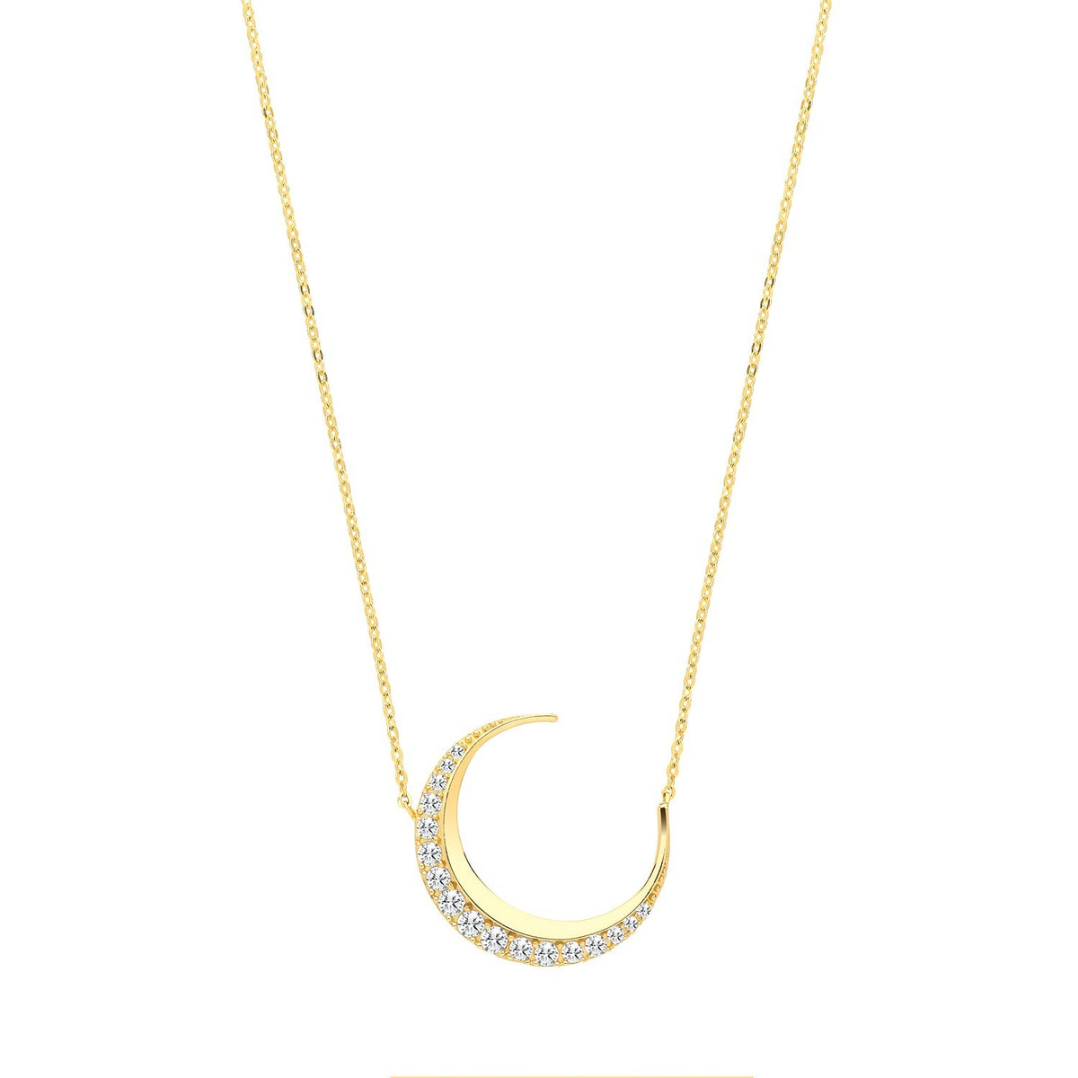 Ladies Moon Crescent Necklace 9ct Yellow Gold 375 Hallmarked British Made