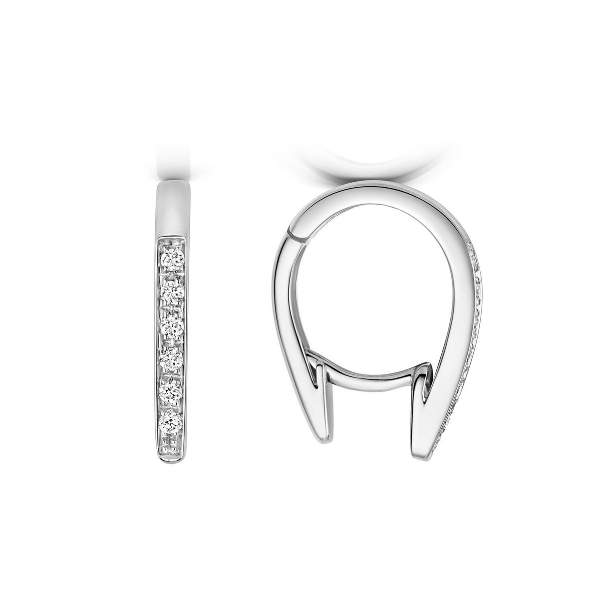 9mm Oval Natural Diamond Hoop Earrings 18ct White Gold Hallmarked British Made