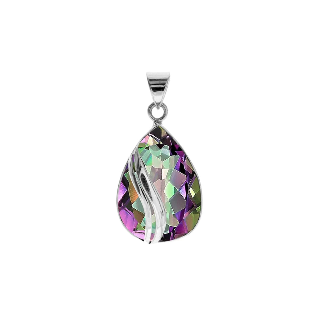 Waved Topaz Teadrop Pendant Sterling Silver 925 Hallmarked All Chain Lengths
